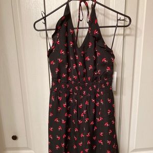 Black with red flower halter dress